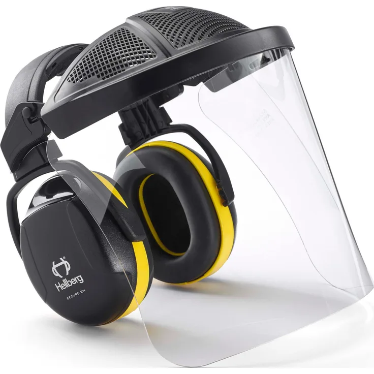 Hellberg Secure 2H PC Visier, Gehörschutz-Ohrschutz-Kombination mit klarem Polycarbonat-Visier und optimaler Belüftung