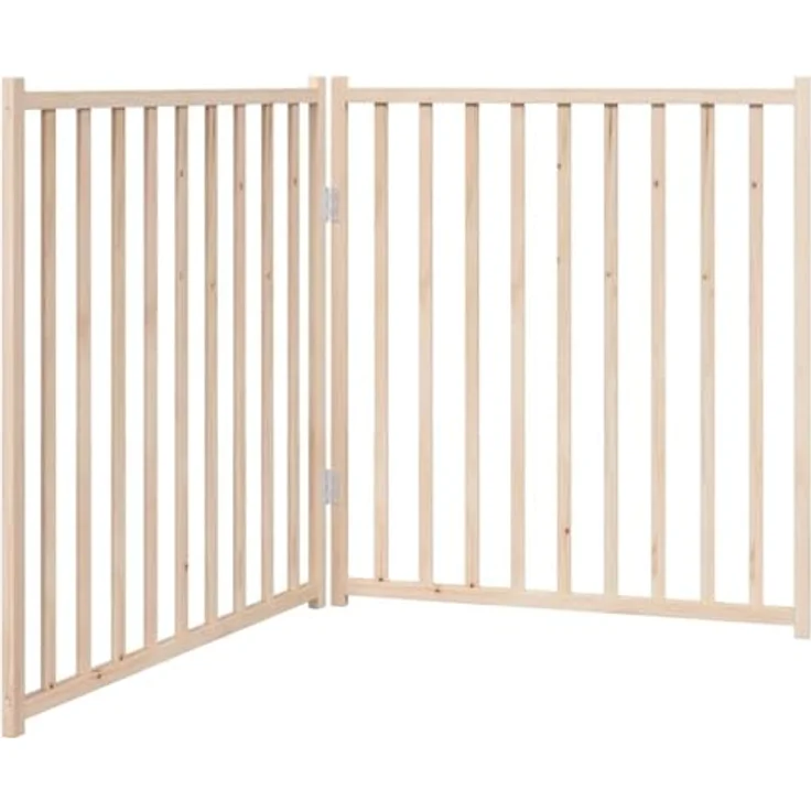 vidaXL Hundetor 3-TLG., Hundegitter Faltbar Pflegeleicht, Schutzgitter für Wohnzimmer Küche Treppe, Haustiertor Türschutzgitter, Massivholz Tanne – Bild 1