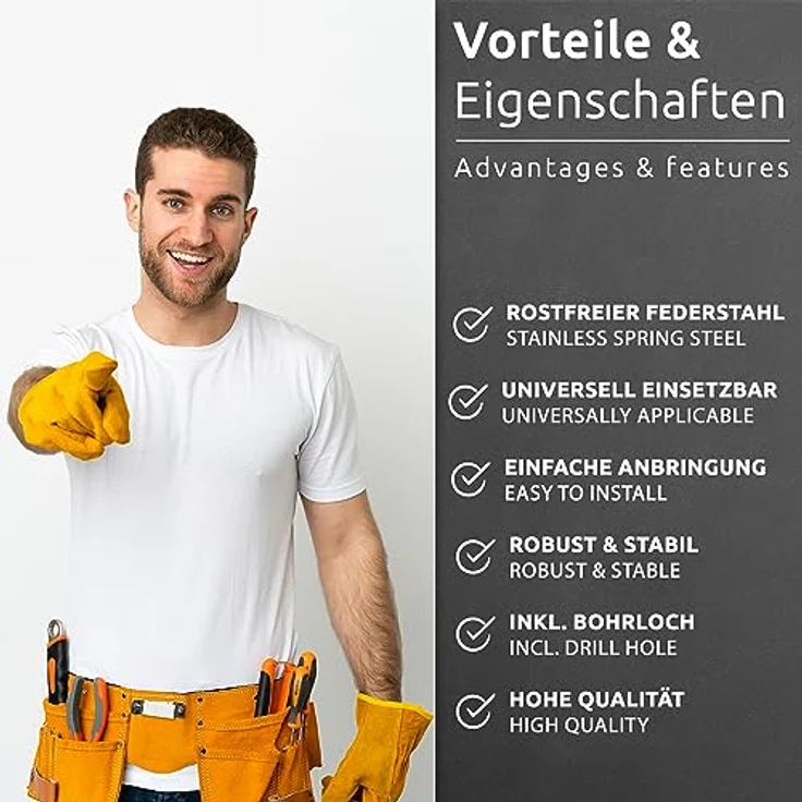 ECENCE 5x Maxi Rolladen Aufhängefeder - Aufhängefedern für Rolladen - Rollladen-feder - Rolladen Befestigung - Rolladen Befestigungsfeder - Stahlfeder Aufhängefeder – Bild 5