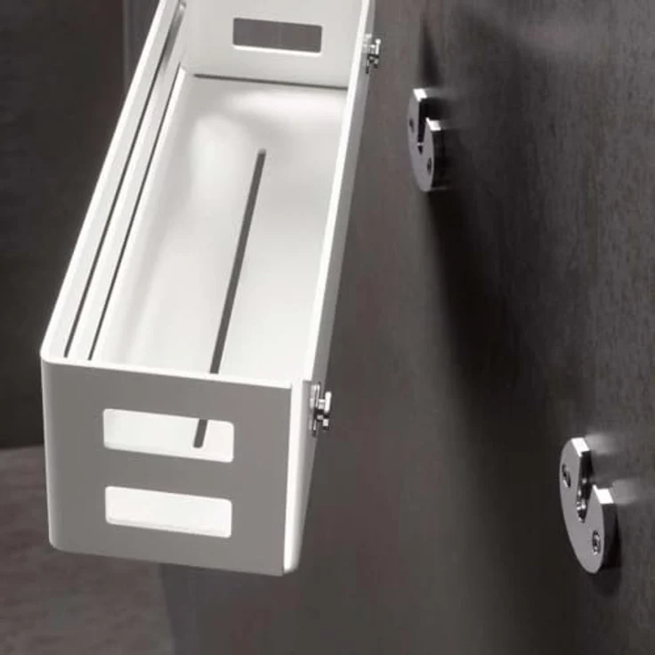 Keuco Duschkorb 32 cm Abnehmbar, Duschablage aus Aluminium, Weiß-Matt mit umlaufendem Rand – Bild 6