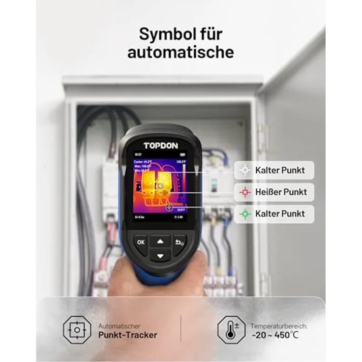 TOPDON Wärmebildkamera TC004 Mini, 240x240 IR-Auflösung, 15 Stunden Akkulaufzeit, -20°C bis 450°C, 25Hz, tragbar für Hauswartung und Leckageinspektion – Bild 4