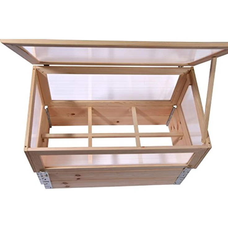 dobar 58411e Frühbeet mit Untersatz Gr. L - Frühbeetaufsatz Massivholz - Gewächshaus mit Deckel - Pflanzkasten für die Anzucht - Salat/Gemüse/Setzlinge - 100 x 50 x 50 cm - Natur – Bild 4