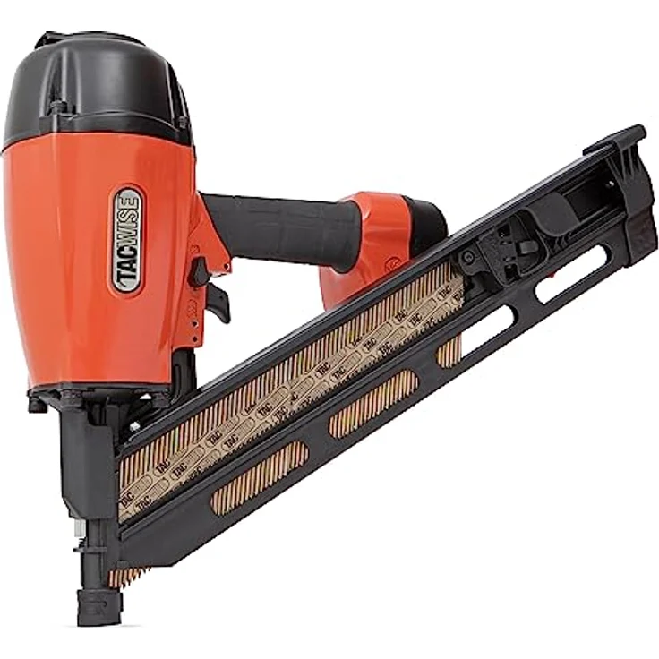 Tacwise KDH90V, Abgewinkelter Druckluft-Streifennagler für papiergebundene Nägel, 50–90 mm, 34° geneigt, mit Tiefenkontrolle und Tragekoffer – Bild 1