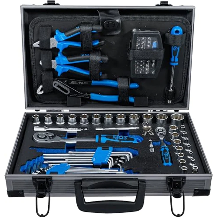 BGS TECHNIC Universal-Werkzeugkoffer 85-tlg., stabiler Hartschalenkoffer mit Chrom-Vanadium Werkzeugen und schmutzabweisender MDF-Beschichtung – Bild 6