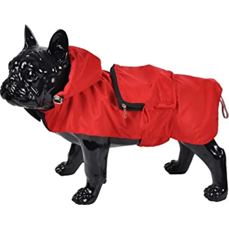 Hunde Regenjacke Kapuze Jacke Mantel Hundebekleidung Regenschutz Hundejacke rot (L, Rot)
