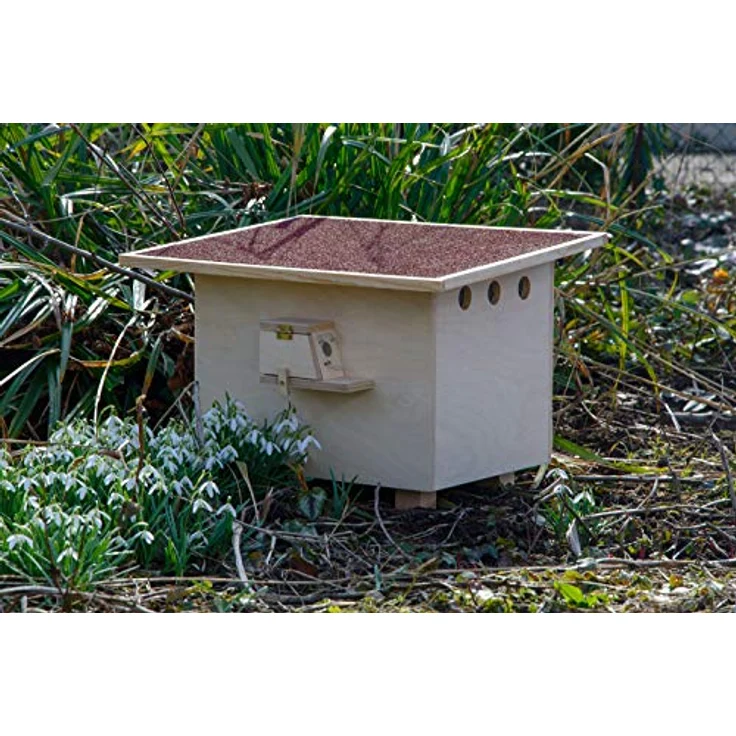 Luxus-INSEKTENHOTELS 28275e Großer Hummelnistkasten - Hummelhaus aus Holz - Hummelkasten inkl Nistmaterial - Hummelhotel mit Bitumendach - Insektenhotel - Natur - 51 x 43 x 36 cm - Preisvergleich – Bild 5