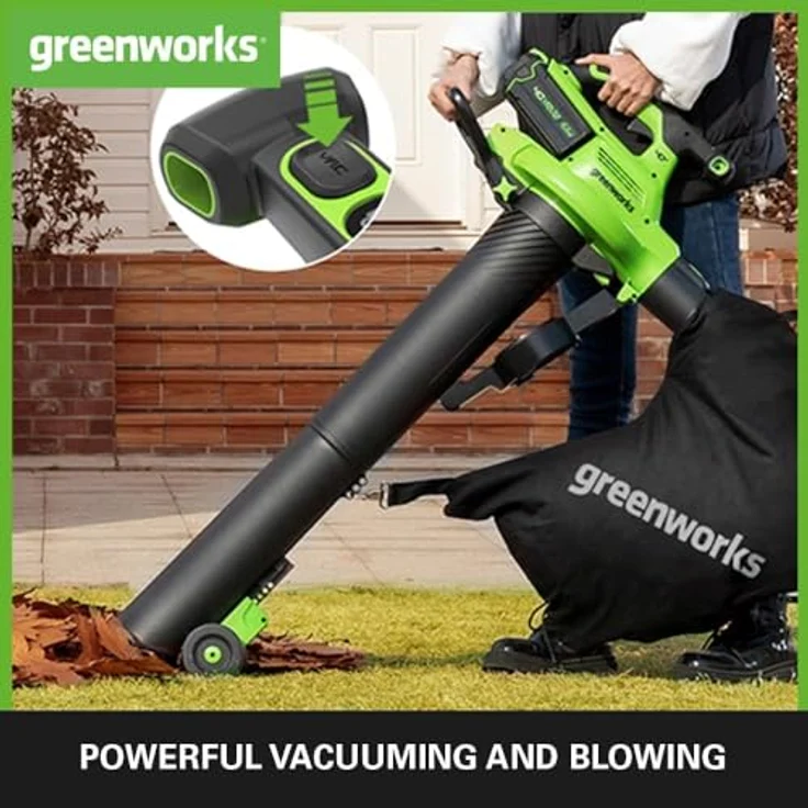 Greenworks Laubsauger + Laubbläser, 40V Akku-Gerät mit 40L Fangvorrichtung, grau und schwarz – Bild 2