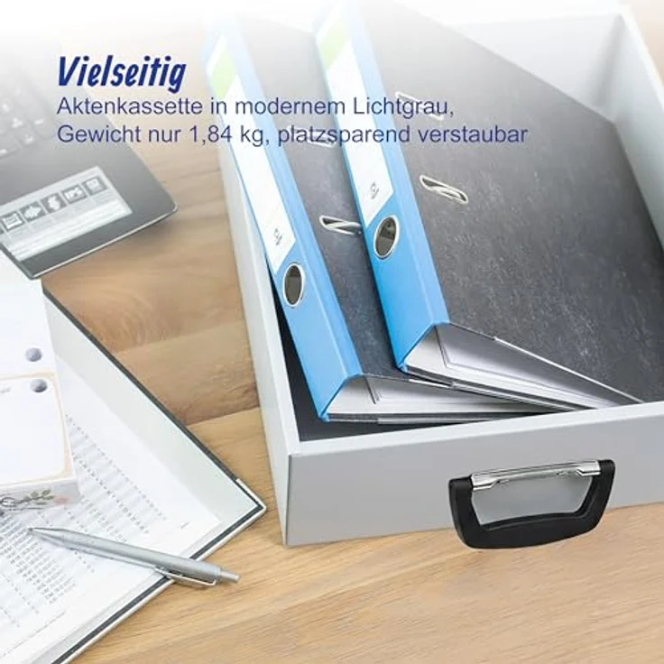 Relaxdays Dokumentenkassette, DIN A4 Sicherheitskassette mit Schloss, 2 Schlüsseln und Tragegriff, hellgrau, HBT 7x37x27 cm – Bild 3