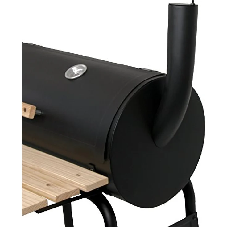 BBQ-Toro Smoker BBQ Smoker Grill, Holzkohle Grillwagen, Barbecue Holzkohlegrill, mit seitlicher Feuerbox und Thermometer, schwarz – Bild 6