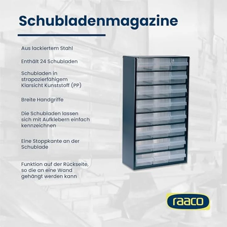 Raaco Kleinteilemagazin B.306xT.150xH.552mm 24Schubl. Typ B... – Bild 4