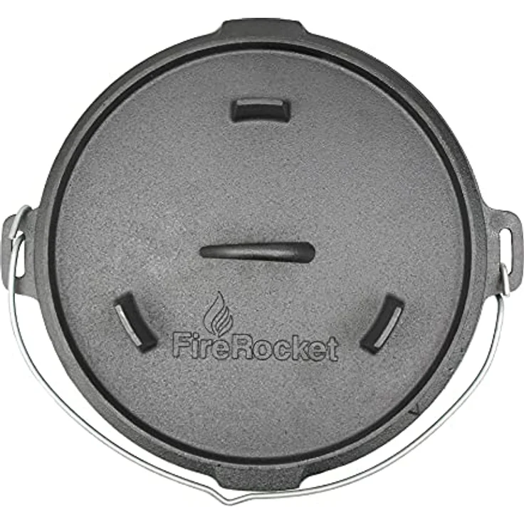 FireRocket Dutch Oven 9qt 8,5L ohne Füße Premium Gusseisen Schmortopf Gusstopf Feuertopf Bräter eingebrannt niederländischer Kochtopf 36,5 x 33 x 12,5 cm – Bild 4