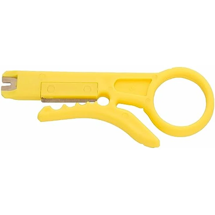PremiumX Abisolierer XCon CS-5 Universal Kabel Abisolier-Werkzeug CAT 5 6 7 RG 59/6 Telefonkabel Kabelwerkzeug Entmanteler, Gelb – Bild 1