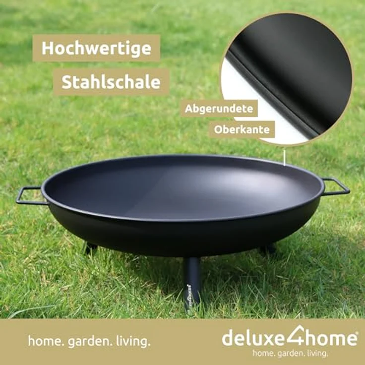 deluxe4home® Feuerschale Schwarz ⌀58 cm I Sichere Feuerstelle für Garten, Terrasse I Metallschale für Lagerfeuer I Feuerkorb Robust – Bild 4