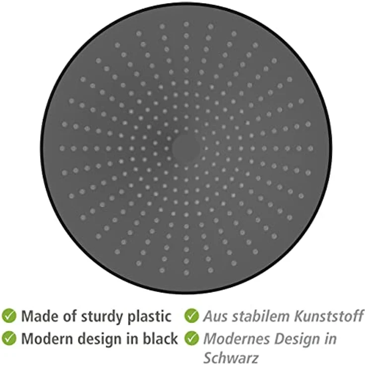 WENKO Regenduschkopf Ultimate Shower, Schwarz/Grau, Sanfte Softrain Funktion, 284 Düsen, Ø 25 cm – Bild 5