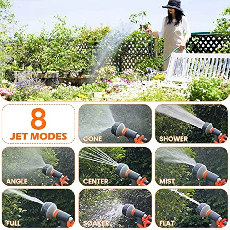 Chuner Gartenbrause mit 8-Funktionen Spritzdüse und Einstellbarer Wasserdurchfluss, Bewässerungspistole in Grün – Bild 3