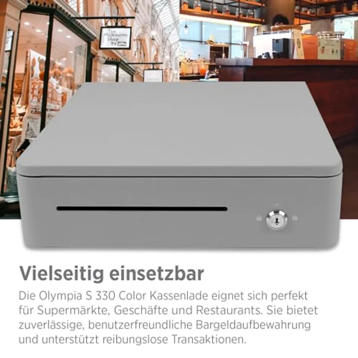 Olympia S 330 Color Geldkassette, Kassenlade mit 8 Münzfächern, 4 Scheinfächern, Mikroschalter, 3 Schlüsselpositionen, Weiß – Bild 5