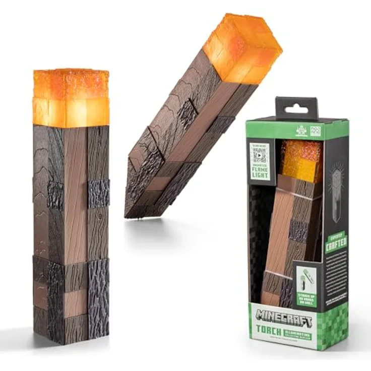 The Noble Collection Minecraft Taschenlampe mit berührungsaktivierter LED, 25,4 cm hoch, in quadratischer Form