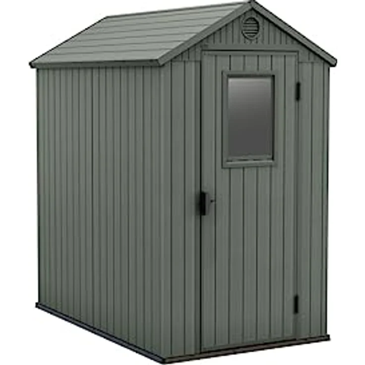 Keter Gartenhaus Darwin 4x6, Holzoptik, Salbeigrün, Wetterfest, UV-beständig, inkl. Belüftungslöcher – Bild 4