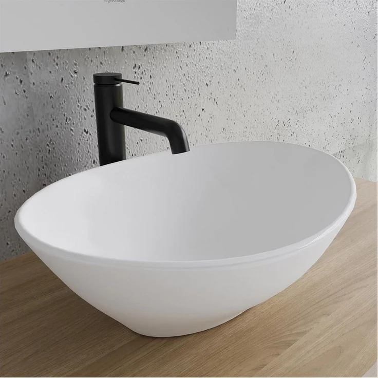 Alpenberger Aufsatzwaschbecken Waschschale Oval - Mini Waschbecken (1-tlg., Aufsatzbecken), pflegeleicht & hygienische Waschschüssel mit Nano Beschichtung, weiß – Bild 1
