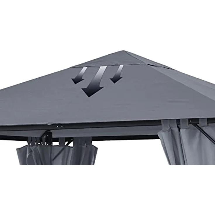 Quick Star Pavillon-Ersatzdach 3x3m Grau, wasserabweisend, mit Lüftungsschlitzen, 180 g/m² – Bild 4