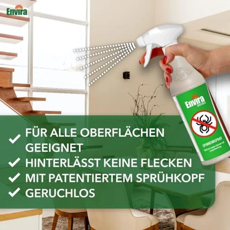 Envira Spinnen-Spray - Anti-Spinnen-Mittel Mit Langzeitwirkung - Geruchlos & Auf Wasserbasis (3 x 500 ml) – Bild 2