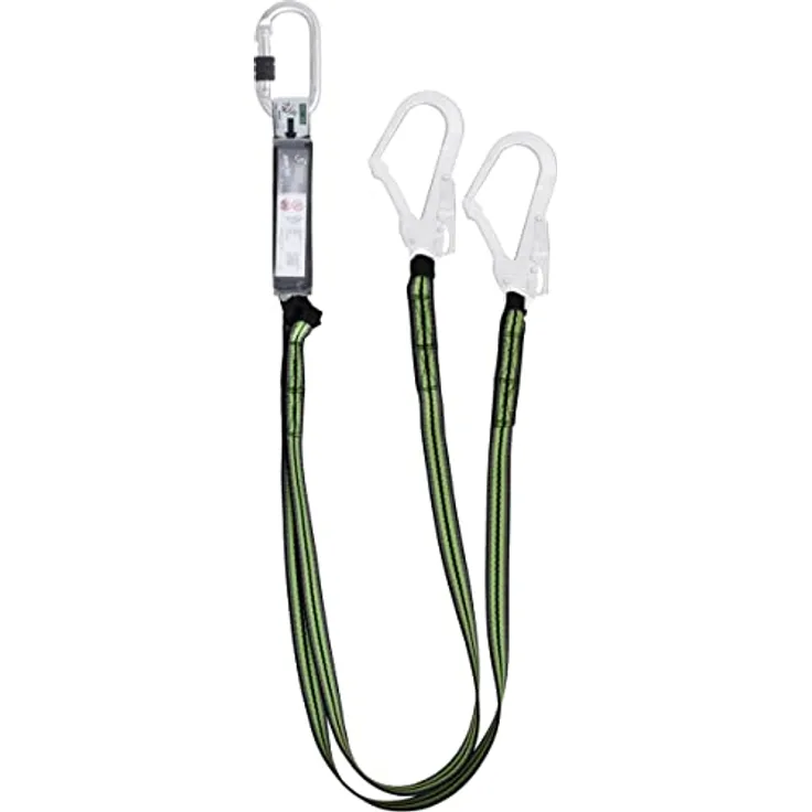 Kratos Safety Y-Verbindungsmittel aus Gurtband mit Falldämpfer, 1,80 m, mit Karabiner und Zwei Gerüsthaken, EN355, PSA - Preisvergleich