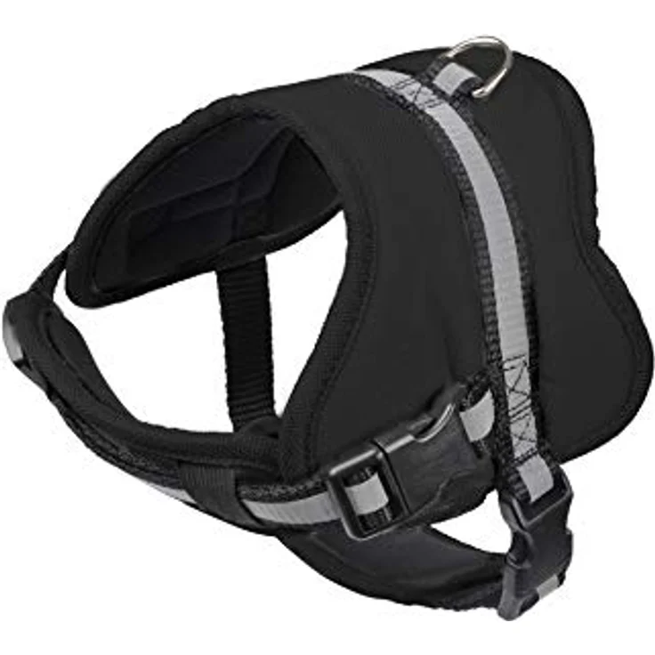 Love Story Bequemes Geschirr, verstellbar aus Polyester, für Hunde S/33>45 cm, schwarz, reflektierend, sicherer Verschluss – Bild 1