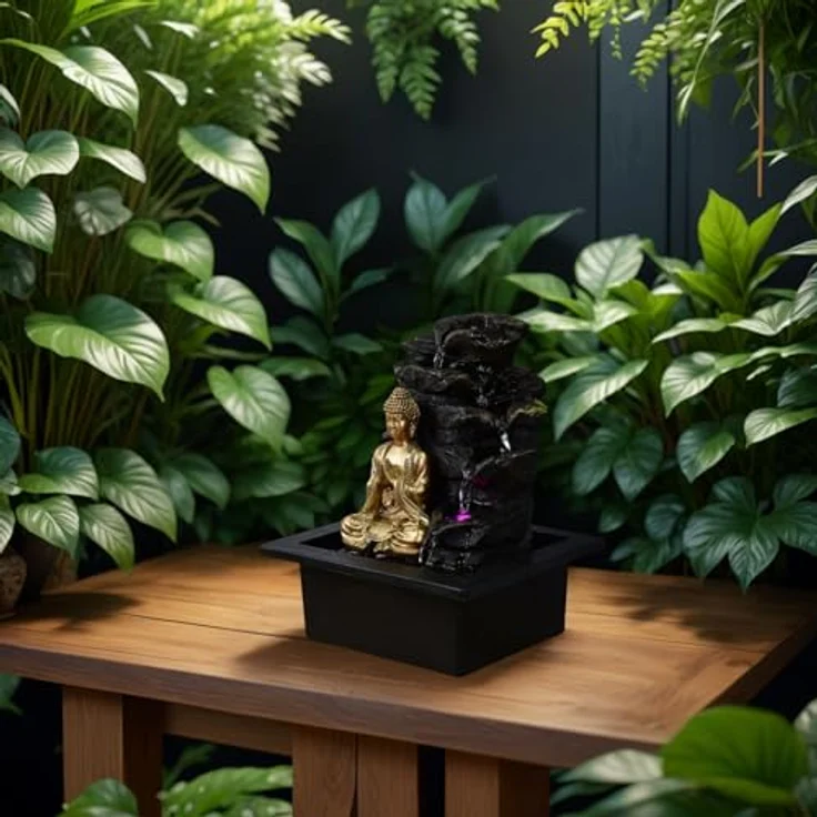 Zen'Light Shira Zimmerbrunnen mit Pumpe und LED-Beleuchtung, Kunstharz, Einheitsgröße – Bild 10