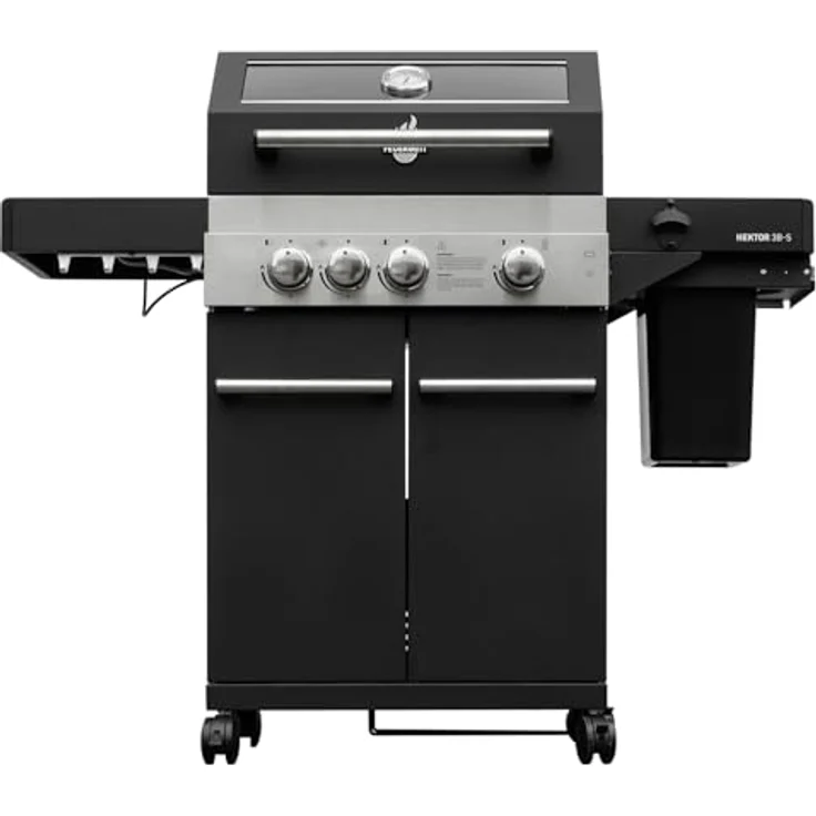 Feuergott Gas-Grillstation Hektor 3B-S mit 3 Hochleistungsbrennern und integriertem Seitenbrenner, inkl. Abdeckhaube – Bild 5
