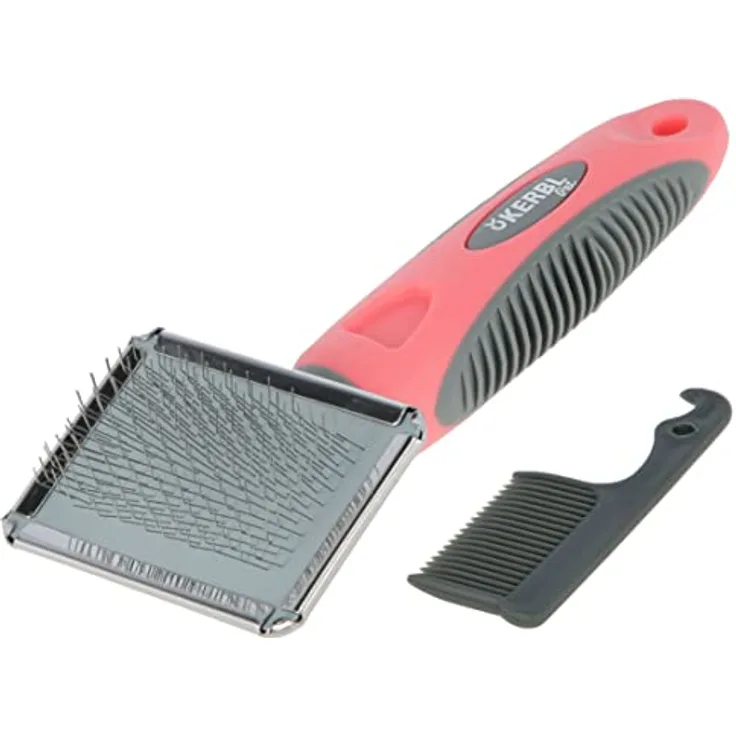 Kerbl Pet Softzupfbürste klein, 16 x 6 cm, für Katzen, koralle, grau