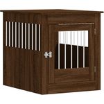 vidaXL Hundekäfig im Möbelstil, Abschließbar Hundebox mit Tür, Hundehütte Beistelltisch mit 2-in-1-Funktion, Hundehaus Haustierkäfig, Braun Eichen-Optik 64,5x80x71cm
