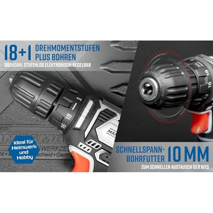 MANNESMANN 17680 Akku Bohrschrauber 20 V 1,3 Ah 650 U-min 10 mm Durchmesser inklusive 1 Akku – Bild 3