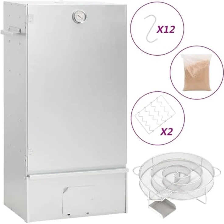 vidaXL Räucherofen, Räucherschrank aus verzinktem Stahl mit Kaltrauchgenerator und Thermometer, für Außen, vielseitiges Räucherzubehör – Bild 2