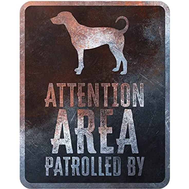 D&D Home Warnschild "Achtung am Hund", rostfreies Metall, 25 x 20 x 0,3 cm, englische Version, schwarzer Hintergrund mit lustigem Text – Bild 1