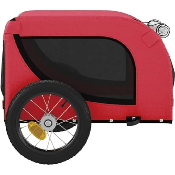 vidaXL Hunde-Transportbox Fahrradanhänger Hunde Rot und Schwarz Oxford-Gewebe und Eisen, 30 kg max. Belastbarkeit – Bild 6
