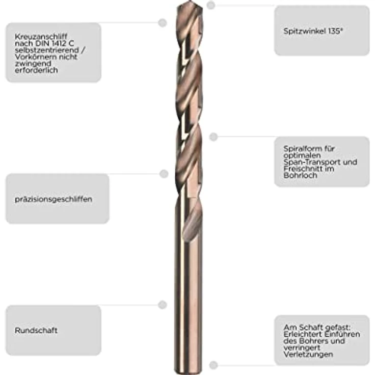 kwb 4,5 mm Metallbohrer HSS-E 248645 (Industriequalität, extreme Wärmebeständigkeit, für schwer zerspanbare Stoffe, präzisionsgeschliffen, DIN 338) - Preisvergleich – Bild 2