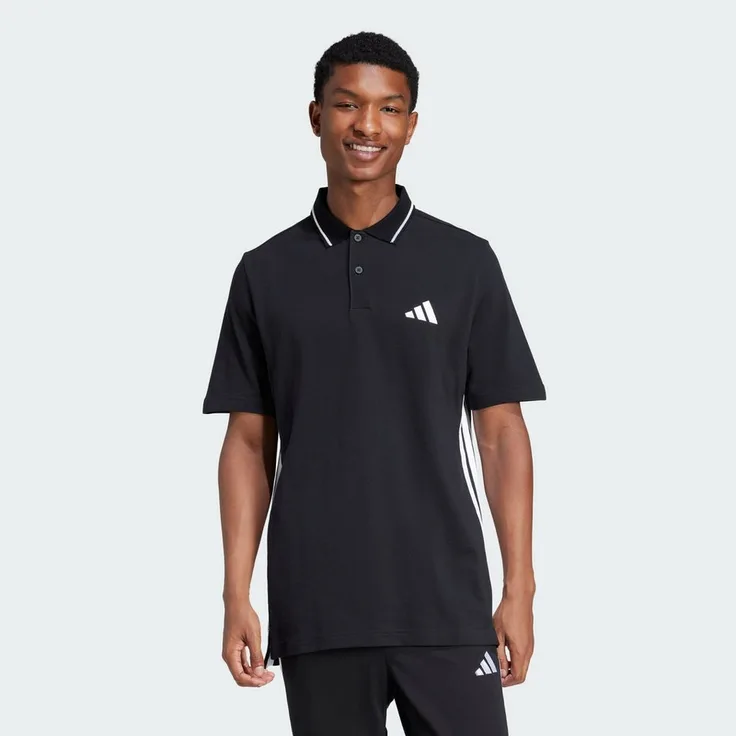 adidas Sportswear Poloshirt ESSENTIALS 3-STREIFEN PIQUÉ POLOSHIRT, recyceltes Material, moderner Komfort, schwarz