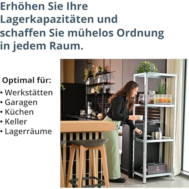 Schulte Regalwelt Lagerregal mit 4 PowerMAX-Fachböden, 180x60x40cm Regalsystem, Steckregal mit einfacher Montage ohne Verschrauben, Traglast je Boden bis zu 65 Kg (bis zu 260 Kg Gesamttraglast) – Bild 6