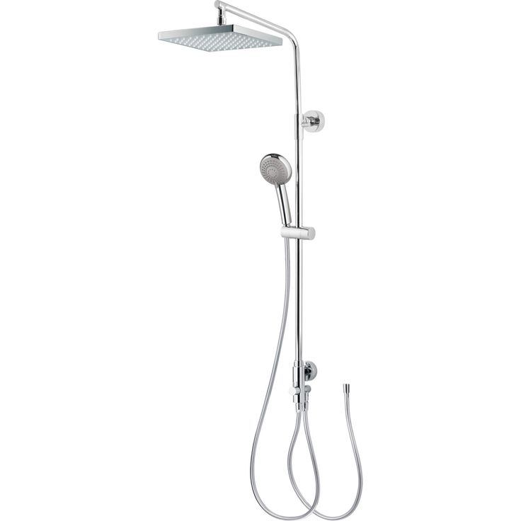 Breuer Duschsystem 'Aquamaxx 310' chromfarben eckige Kopfbrause, für separate Armatur mit schwenkbarer Kopfbrause und höhenverstellbarer Handbrause