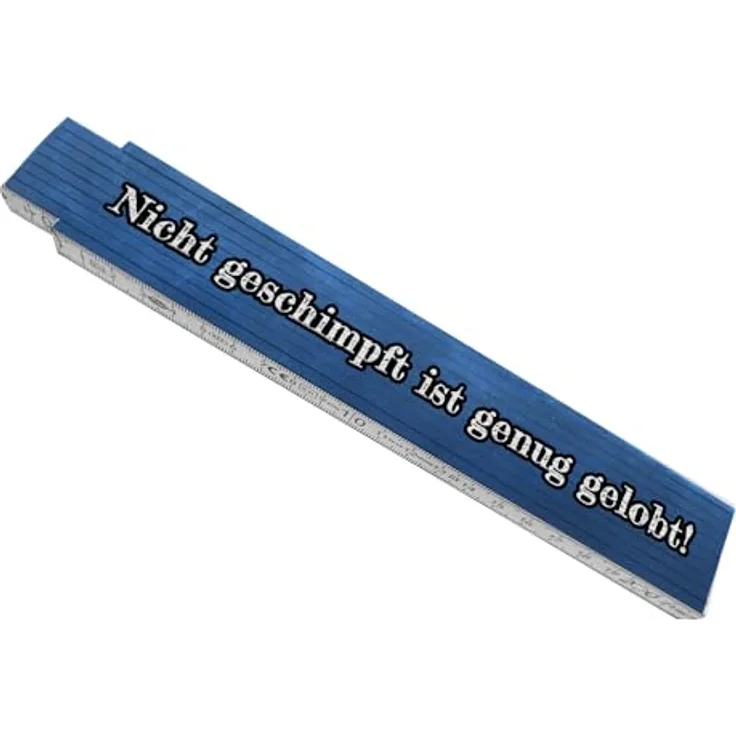 speecheese Meterstab "Nicht geschimpft ist genug gelobt!" aus Holz mit Marmoroptik in Blau, 10 Gelenke, stabil und praktisch