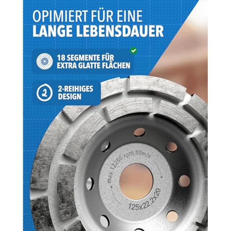 STONE REEF Diamant-Schleiftopf 125 mm für Winkelschleifer, Turbo-Schleifscheibe für Beton, Stein & Mörtel, trocken/nass geeignet, hohe Abtragsleistung – Bild 3