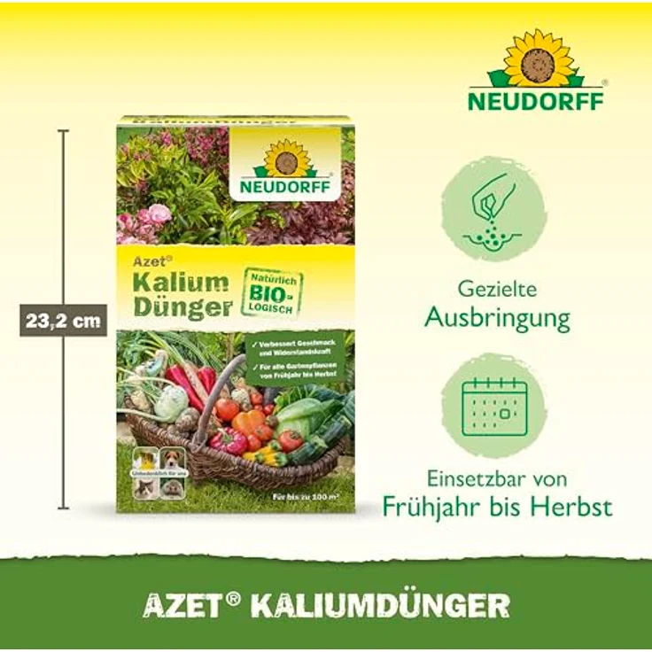 Neudorff Azet Kaliumdünger, Bio-Dünger für 100 m², gleicht Kaliummangel aus, verbessert Geschmack und Widerstandskraft, 2 kg, Braun – Bild 3