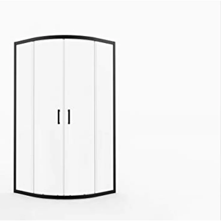 Marwell Factory Duschkabine 90x90x200 cm Dusche rund mit matt schwarzen Aluminiumrahmen Duschabtrennung mit Schiebetür – Bild 3