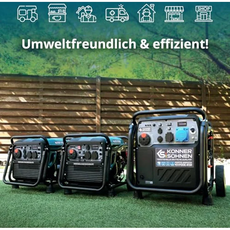 Könner & Söhnen Inverter-Stromerzeuger KS 8100iE 1/3 ATSR, max. Leistung 8,5 kW, einphasig und dreiphasig, mit ATS-Anschluss, elektrisch startend – Bild 8
