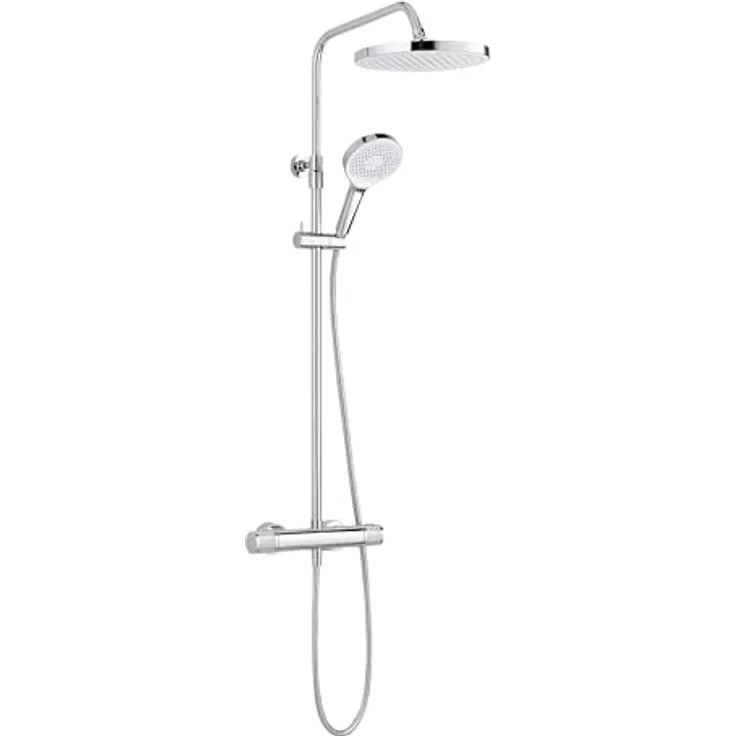 SCHÖNER WOHNEN-Kollektion Duschsystem GLAIA mit Thermostat, Chrom, Höhe 118.5 cm, Komplettset mit Regendusche