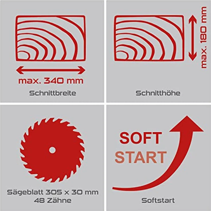 Practixx Kappsäge PX-KZS-305PA Kappzugsäge mit Laser und Softstart, 48° neigbarer Sägekopf - 2000W (Blau) – Bild 3