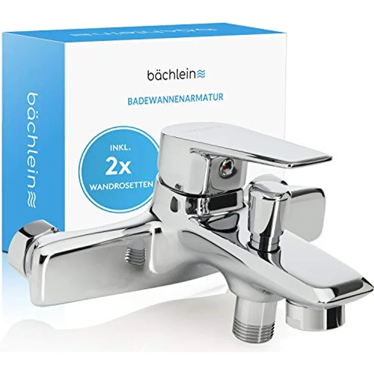 Bächlein Universal Badewannenarmatur Orlias, Einhand-Wannenbatterie in Chrom, Komplettset mit Zubehör, inklusive Neoperl Luftsprudler und einfacher Montage – Bild 1