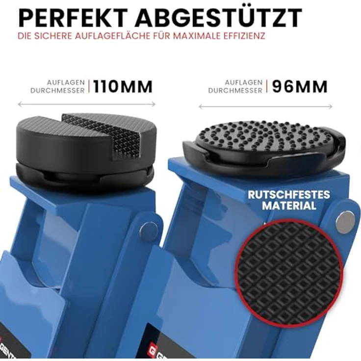 GENTOR Wagenheber 3T Ultra Flach, hydraulischer Rangierwagenheber für PKW & SUV, hellblau, 75 mm Unterfahrhöhe, 505 mm Hubhöhe, Doppelzylinder-Quicklift – Bild 6