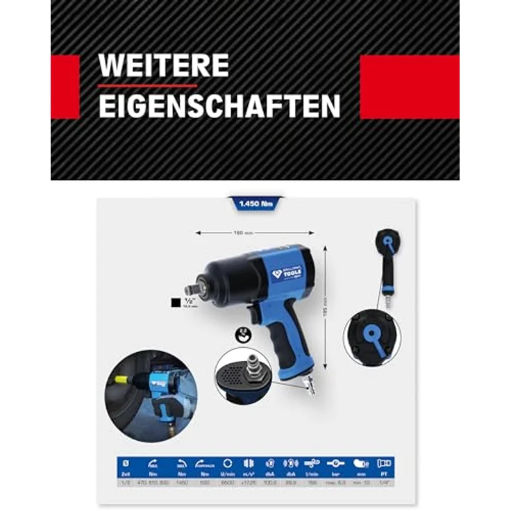 1-2'' Druckluft-Schlagschrauber, 1450NM – Bild 4