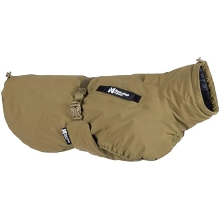 Non-stop dogwear Glacier Dog Jacket Wording Dog Olive (70), Taktische Winterjacke für Hunde mit Patches